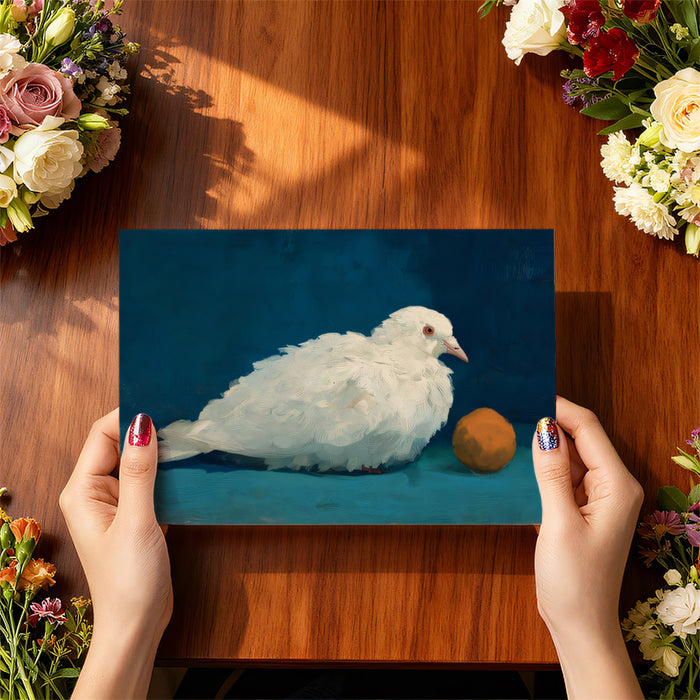 Artistic Still Life Mural Wallpaper | Resting White Pigeon