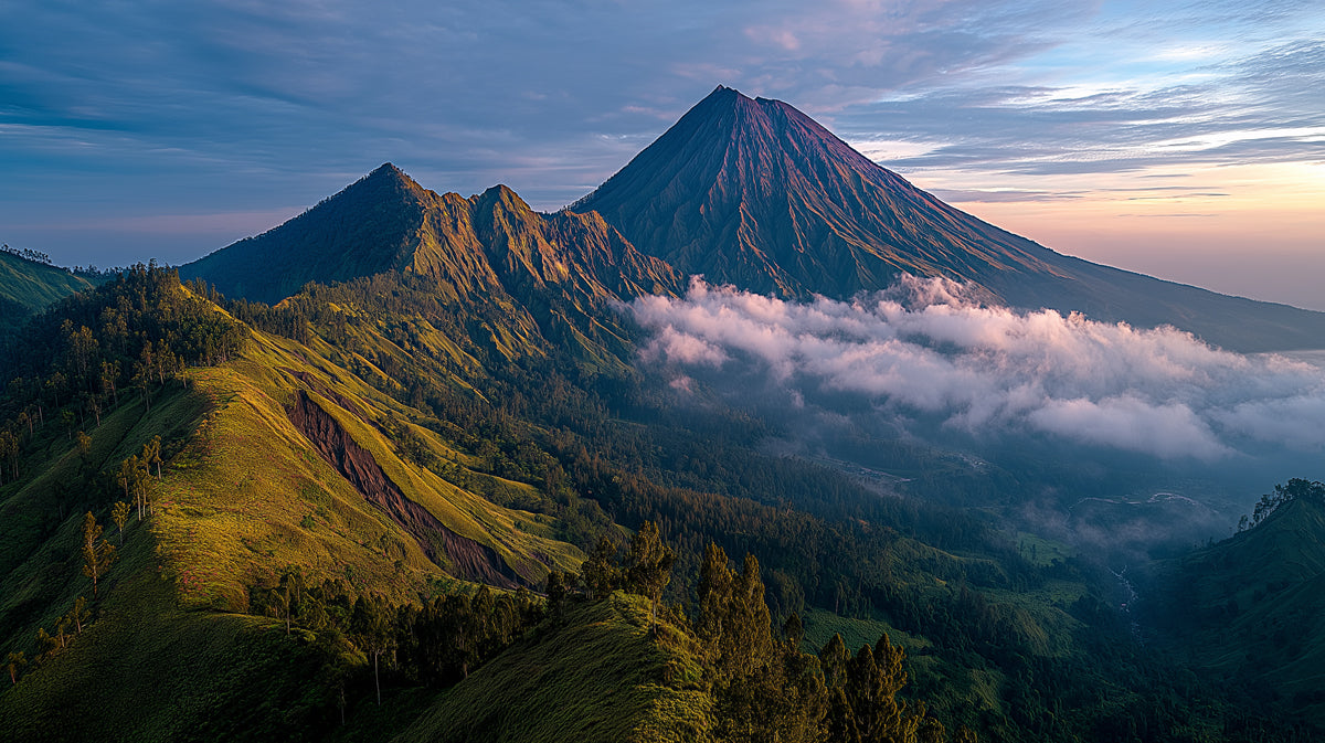 Majestic Nature Mural Wallpaper | Volcanic Peak at Sunrise