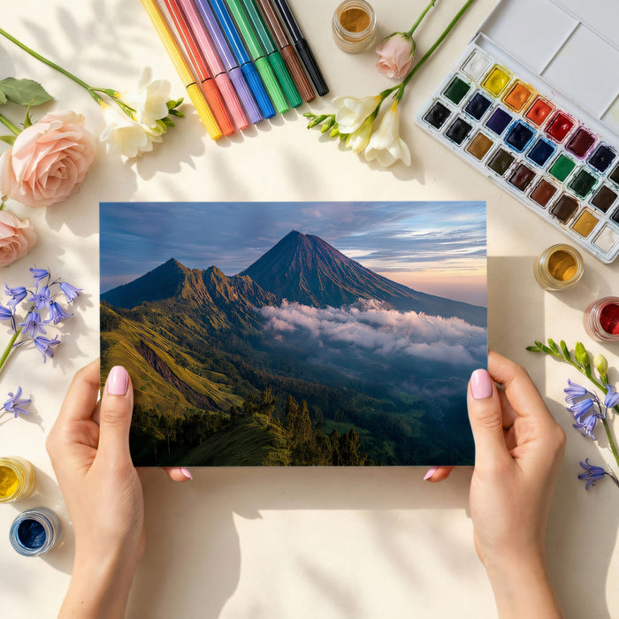 Majestic Nature Mural Wallpaper | Volcanic Peak at Sunrise