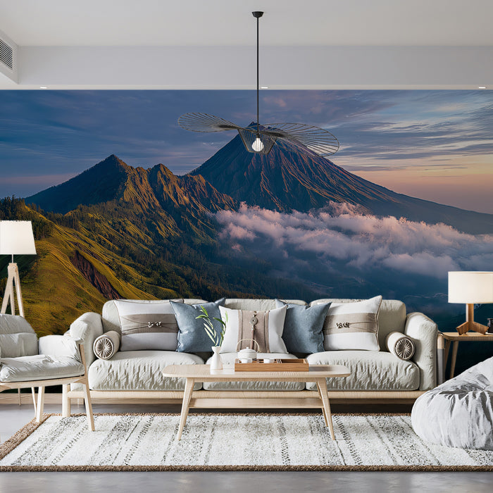 Majestic Nature Mural Wallpaper | Volcanic Peak at Sunrise