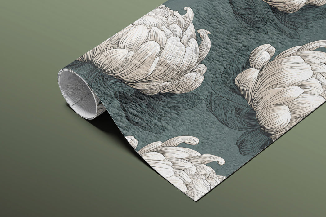 Vintage Botanical Mural Wallpaper | Large White Chrysanthemum
