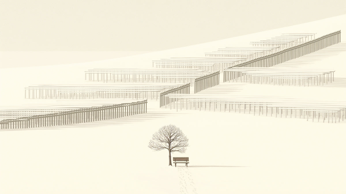 Minimalist Winter Mural Wallpaper | Solitary Tree in Snow