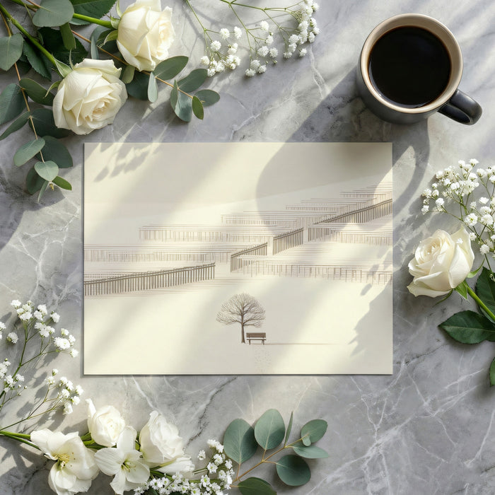 Minimalist Winter Mural Wallpaper | Solitary Tree in Snow