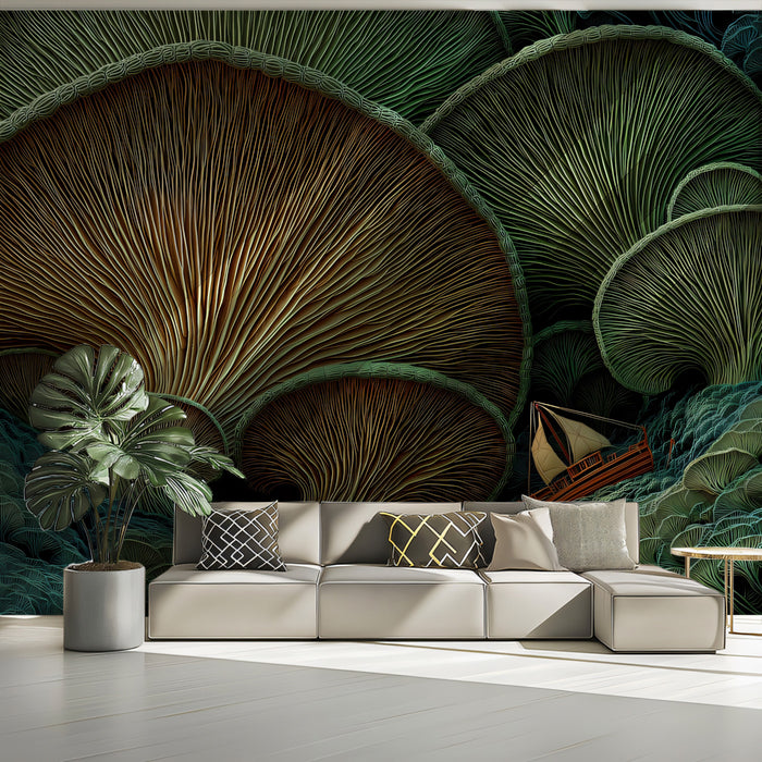 Surreal Nature Mural Wallpaper | Giant Mushroom Forest