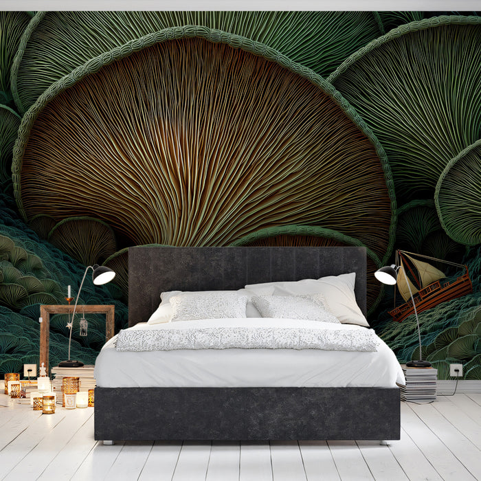 Surreal Nature Mural Wallpaper | Giant Mushroom Forest