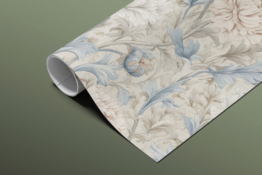 Victorian Botanical Mural Wallpaper | Light Blue & Cream Bloom