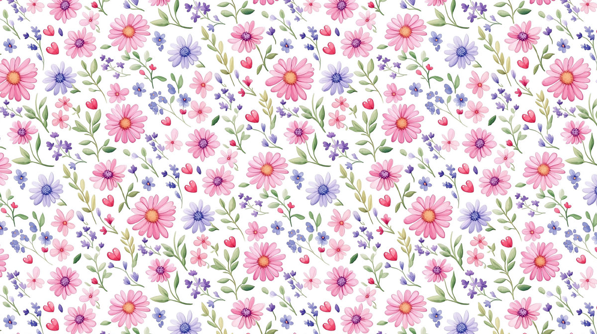 Whimsical Pink and Purple Watercolor Field of Flowers Wallpaper