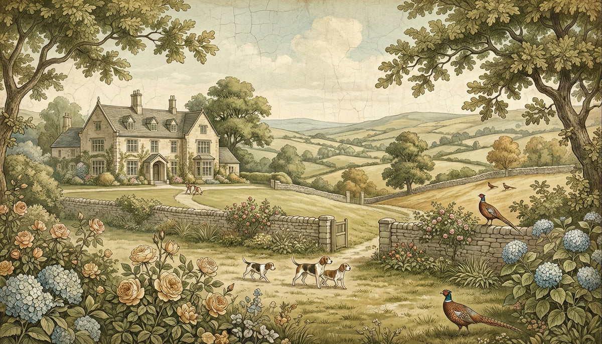 Vintage Pastoral English Country Manor Wall Mural