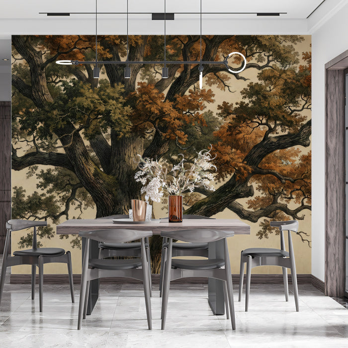 Ancient Oak Tree - Vintage Botanical Illustration Mural