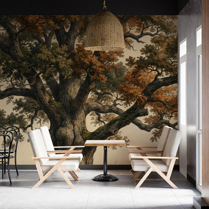 Ancient Oak Tree - Vintage Botanical Illustration Mural