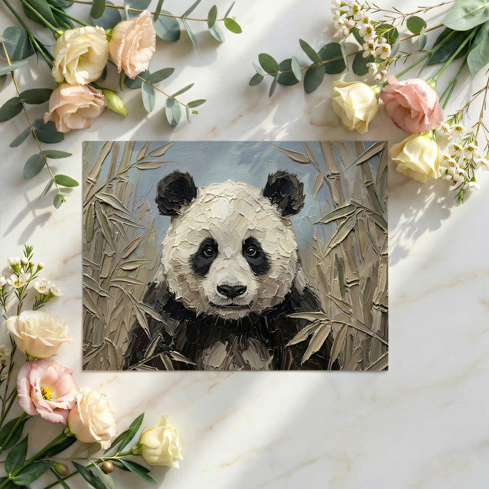 Modern home office with an artistic panda wallpaper, creating an inspiring and quiet work environment.