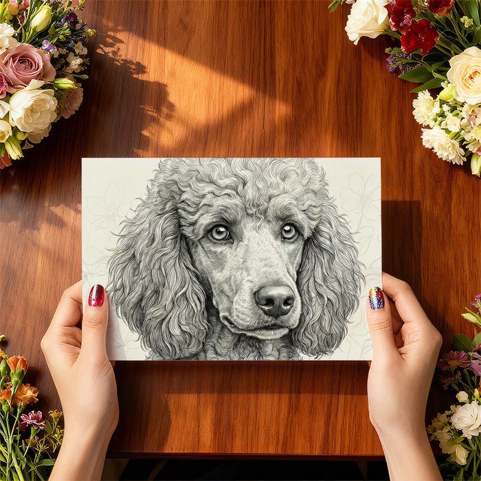 Cozy reading nook with the poodle line art wallpaper and vintage leather armchairs for a classic look