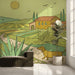 Tuscan landscape mural installed on a sunlit dining room wall