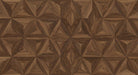 A geometric wallpaper pattern featuring a realistic walnut wood parquet design with dark brown and mocha grain details