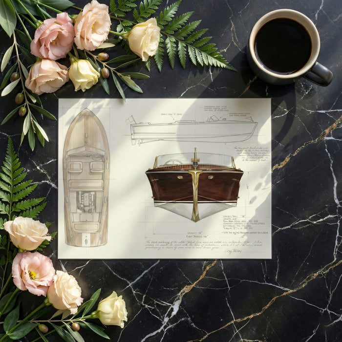 A cozy library reading corner decorated with nautical boat sketch wall mural