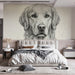 A cozy home office featuring a pet-inspired mural for a personal touch.