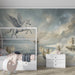A creative reading nook or play area featuring the dreamy, painterly cloud and Pegasus wall design.
