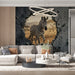 A game room or lounge area showcasing the zebra 3D mural, creating a sense of depth and adventure.