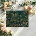 Vibrant jungle nature wallpaper in a modern home office space with green accents