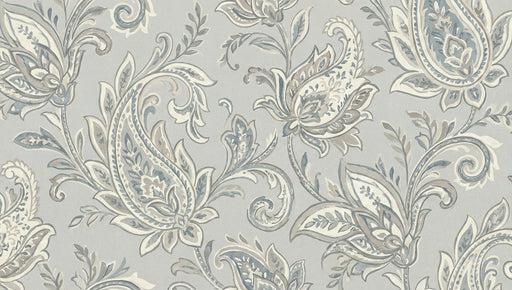 Elegant vintage paisley wallpaper pattern in soft slate blue and dove gray colors