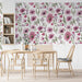 Playful daisy and heart pattern wallpaper featured in a creative kid's playroom space