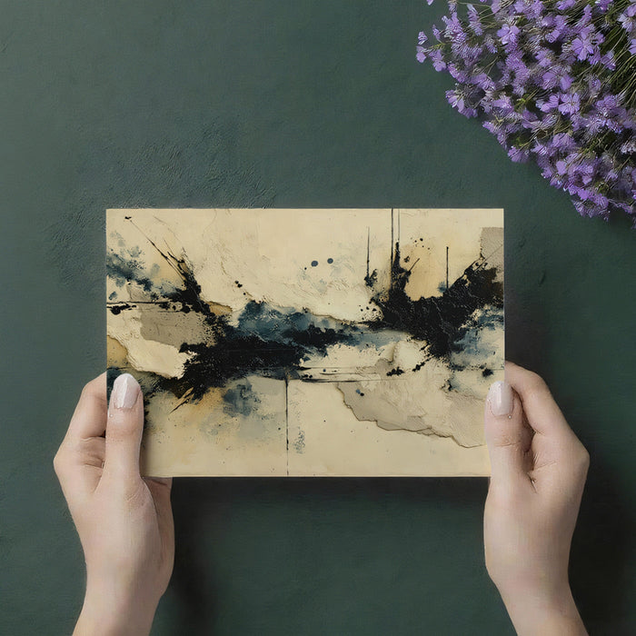 Sophisticated home office wall mural with a moody abstract painterly pattern