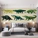 Alligator pattern wallpaper installed in a cozy home study with wooden desk