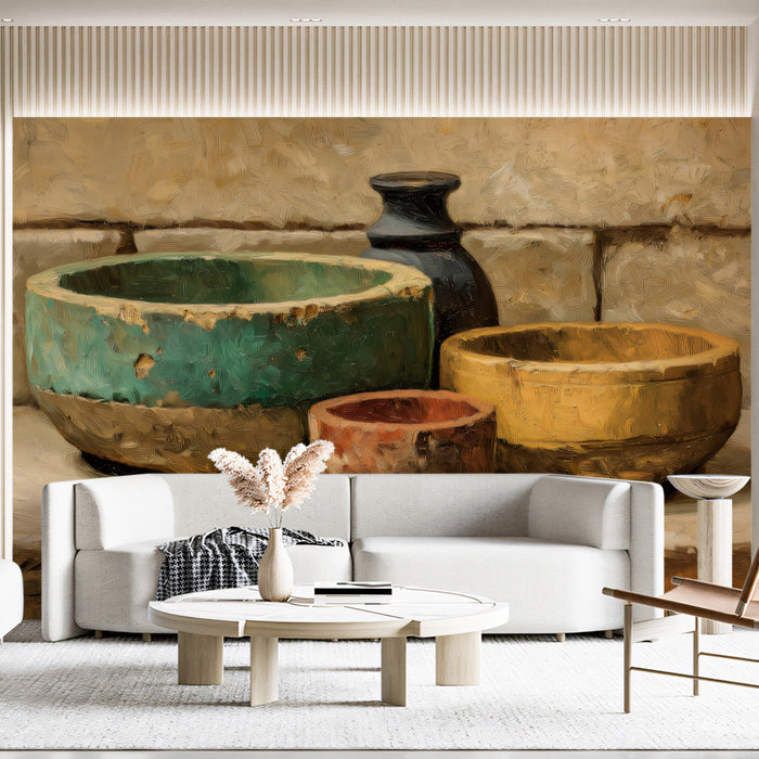 Elegant entryway featuring the ceramic mural to provide a welcoming and earthy first impression.