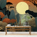 Home office space featuring the leopard and sunset wallpaper as a creative backdrop.