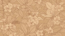 Intricate line art botanical wallpaper pattern in warm ochre and cream