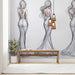 Minimalist bedroom wall featuring elegant fashion sketch mural as a refined headboard backdrop