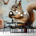 Detailed woodland mural in a home study, styled with classic furniture and warm lighting