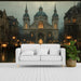 A refined study or home office with the European cityscape mural creating a scholarly and peaceful working environment.