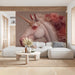 A creative study room interior showcasing the artistic unicorn and flower mural as a sophisticated statement wall.