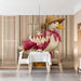 A cozy nursery wall featuring the dapper duck mural, styled with soft cream furniture.