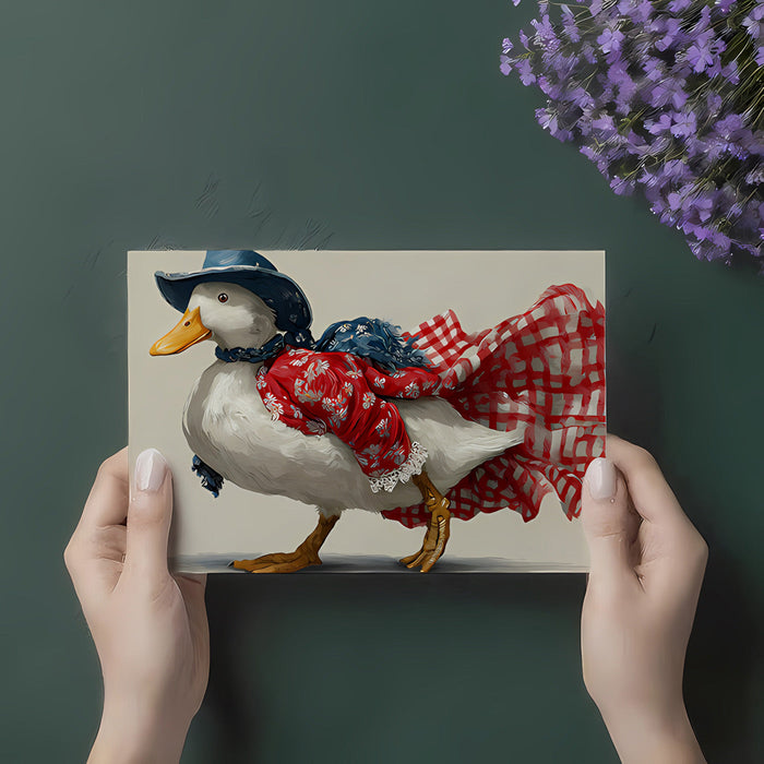 Dapper duck wallpaper creating a focal point in a creative home office