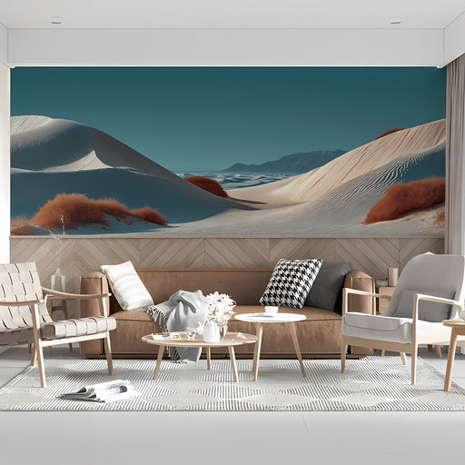 Modern office space with a large-scale desert landscape wall mural to provide an expansive, inspiring view