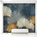A home office space featuring the artistic botanical wall mural to provide a creative and calm backdrop.