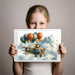 Playroom decor with a vintage airplane and elephant illustration on a feature wall