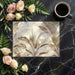 Elegant bedroom wall adorned with a delicate brown-and-white tropical leaf mural