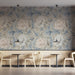 Elegant flower wallpaper in a classic dining room with soft lighting.