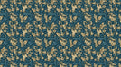 Intricate damask scroll pattern with gilded gold acanthus leaves on a deep midnight teal background.