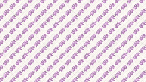 Repeating geometric pattern of stylized lilac flowers on an off-white background