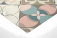 A sophisticated home office space decorated with a soft-toned geometric floral wall mural.