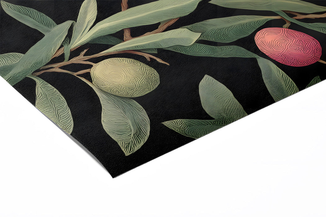 Cozy home office with dark floral wallpaper creating an academic and focused atmosphere