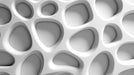 Abstract white cellular wallpaper pattern with soft shadows and organic porous shapes
