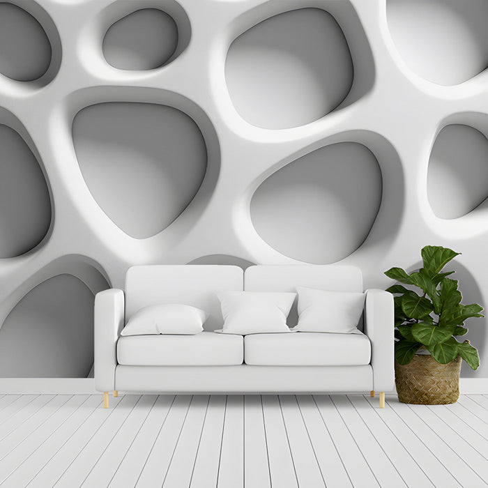 Sophisticated entryway wall decorated with a textured white coral-style mural
