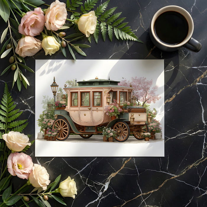 Vintage garden mural design in a bright, sun-drenched breakfast dining room