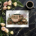 Vintage garden mural design in a bright, sun-drenched breakfast dining room