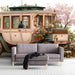 Romantic carriage illustration mural styling for a playful and imaginative child's bedroom